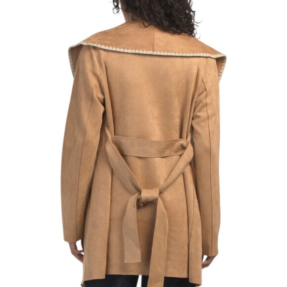 SOLITAIRE Faux Suede Wrap Jacket - Picture 2 of 3